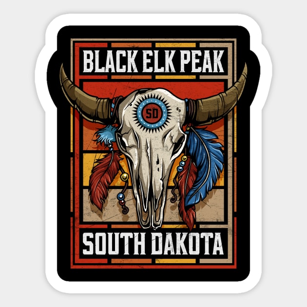 Black Elk Peak South Dakota Native American Bison Skull Sticker by SouthDakotaGifts